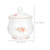 FESTFENDS Ceramic Sugar Bowl with Lid for Tea and Sugar Cubes, Reusable and Easy to Clean, White with Fine Gold Detailing view 2