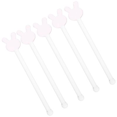 NUOBESTY Reusable Glass Cocktail Stir Sticks - Rabbit Shape (5 Pack)
