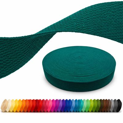 Polycotton Webbing 32 mm & 38 mm, 70 Colors, 2 m, 5 m, 10 m or 46 m (50 yd), 672 Dark Petrol, 32 mm x 2 m (10.9 yd)
