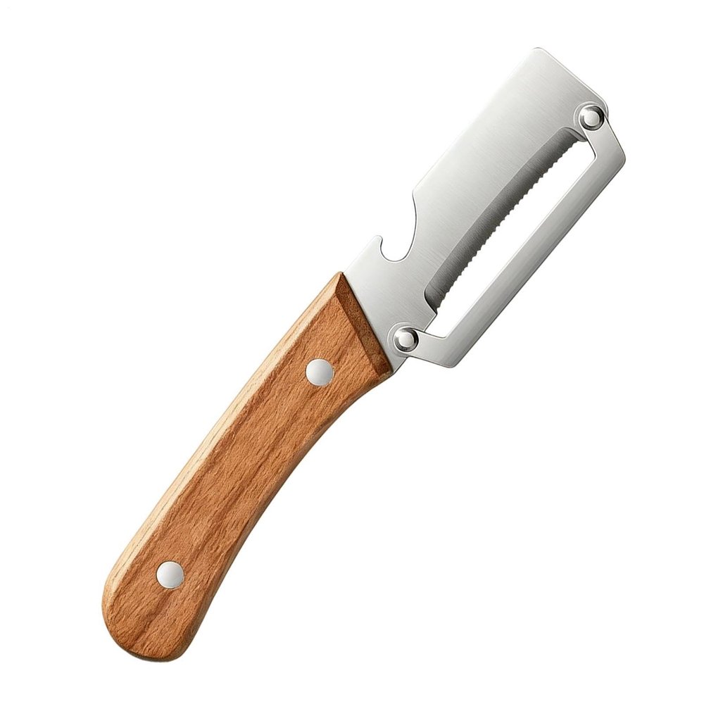 Multi-Functional Peeler with Wooden Handle