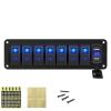 8-Gang 12V/24V Blue LED Rocker Switch Panel for Marine, Truck, Camper, Car and Boat view 1