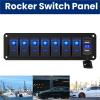 8-Gang 12V/24V Blue LED Rocker Switch Panel for Marine, Truck, Camper, Car and Boat view 2