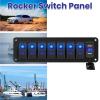 8-Gang 12V/24V Blue LED Rocker Switch Panel for Marine, Truck, Camper, Car and Boat view 3