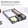 Bewinner Metal Mesh Drawer Organizer, 5-Compartment Desk Organizer, Sturdy Steel Wire Storage Basket, Black view 4