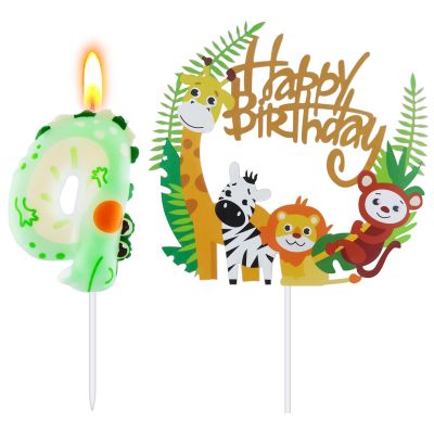 Alaoo Number 4 Birthday Candle with Animal Design