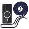 EAZY CASE Phone Case with Strap for Galaxy S26, Transparent with Navy Blue Strap view 1