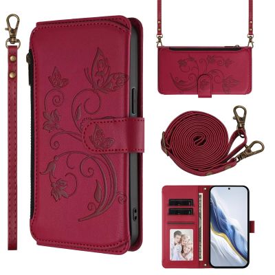SLWYF Phone Case for Samsung Galaxy J4/J4 2018, 6 Card Slots, Magnetic Wallet Folio Case with Stand and Lanyard, Red