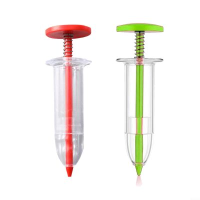 Helilyco 2-Piece Garden Spreader, Manual Hand Dispenser for Vegetable Plants, Small Portable Seed Dispenser, Red/Yellow