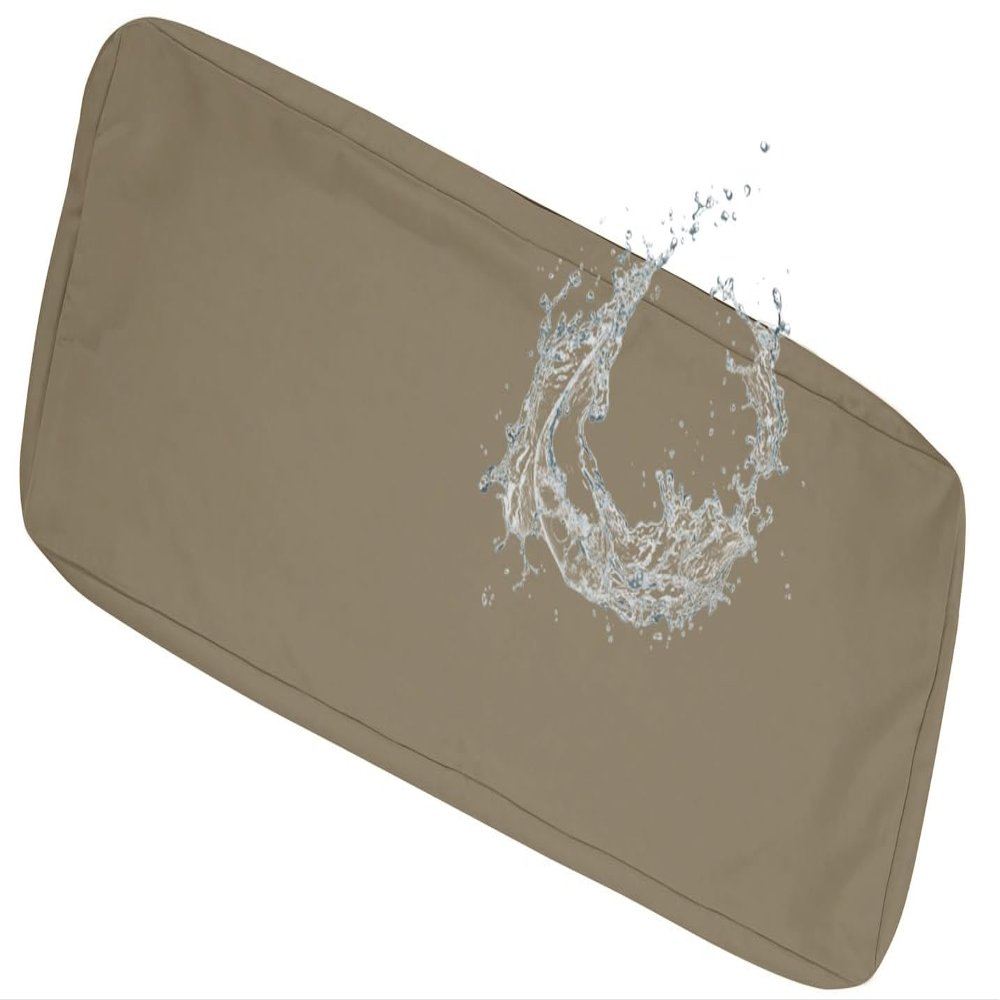 Waterproof Outdoor Sofa Seat Cushion Cover with Zipper, Khaki, 150 x 45 x 8 cm