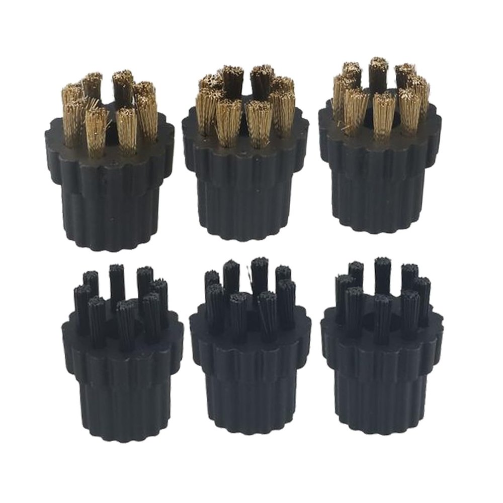 WheatThrive Steam Cleaner Brush Heads, Brass-Nylon Replacement Parts, Deep Cleaning for Windows, Grills, Durable Fit, Steam Mop, 6 Pieces