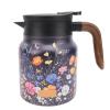 ACOGEDO 1000 mL Insulated Stainless Steel Teapot with Lid and Wood-Grain Handle view 1