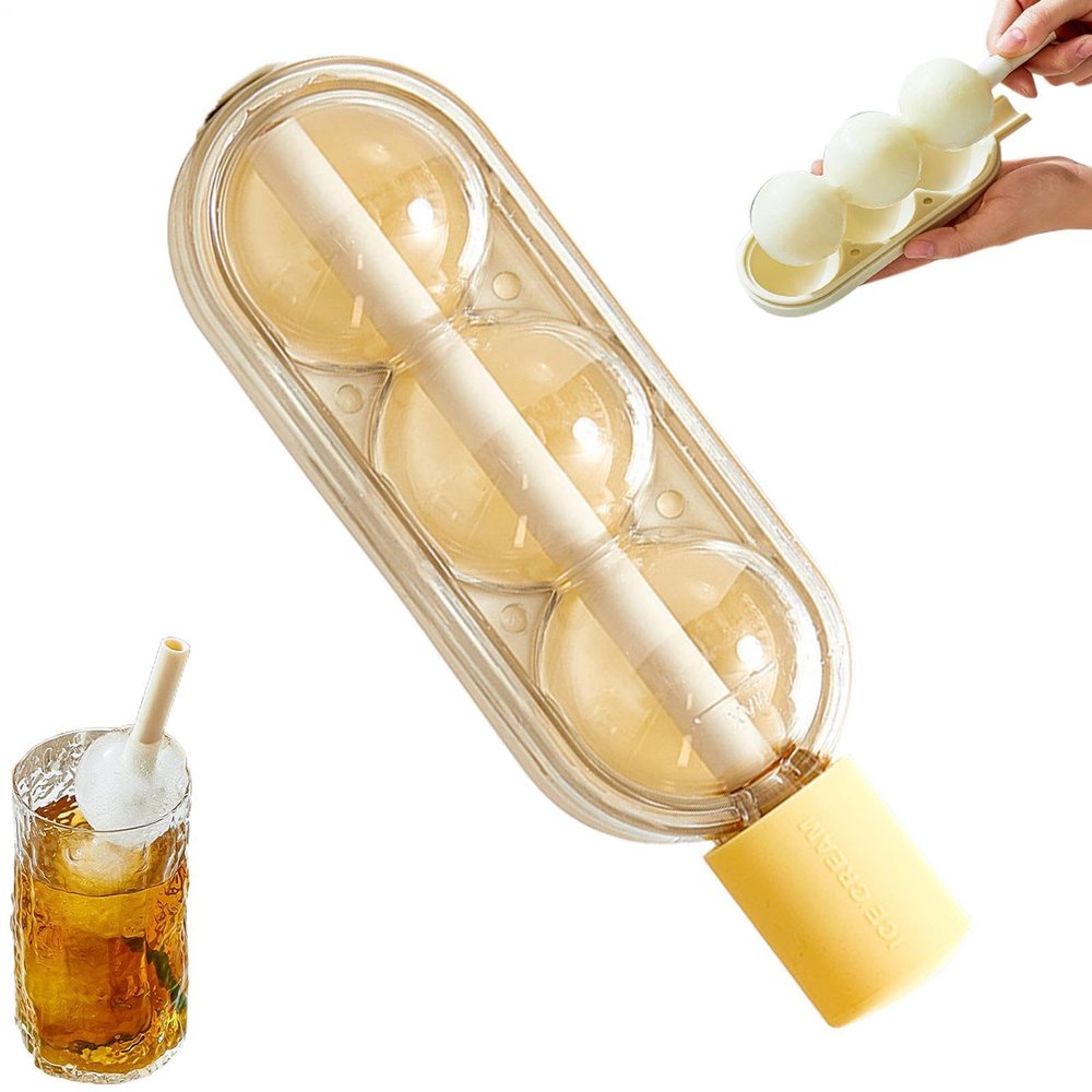 Hockey Puck Ice Cube Tray with Straw