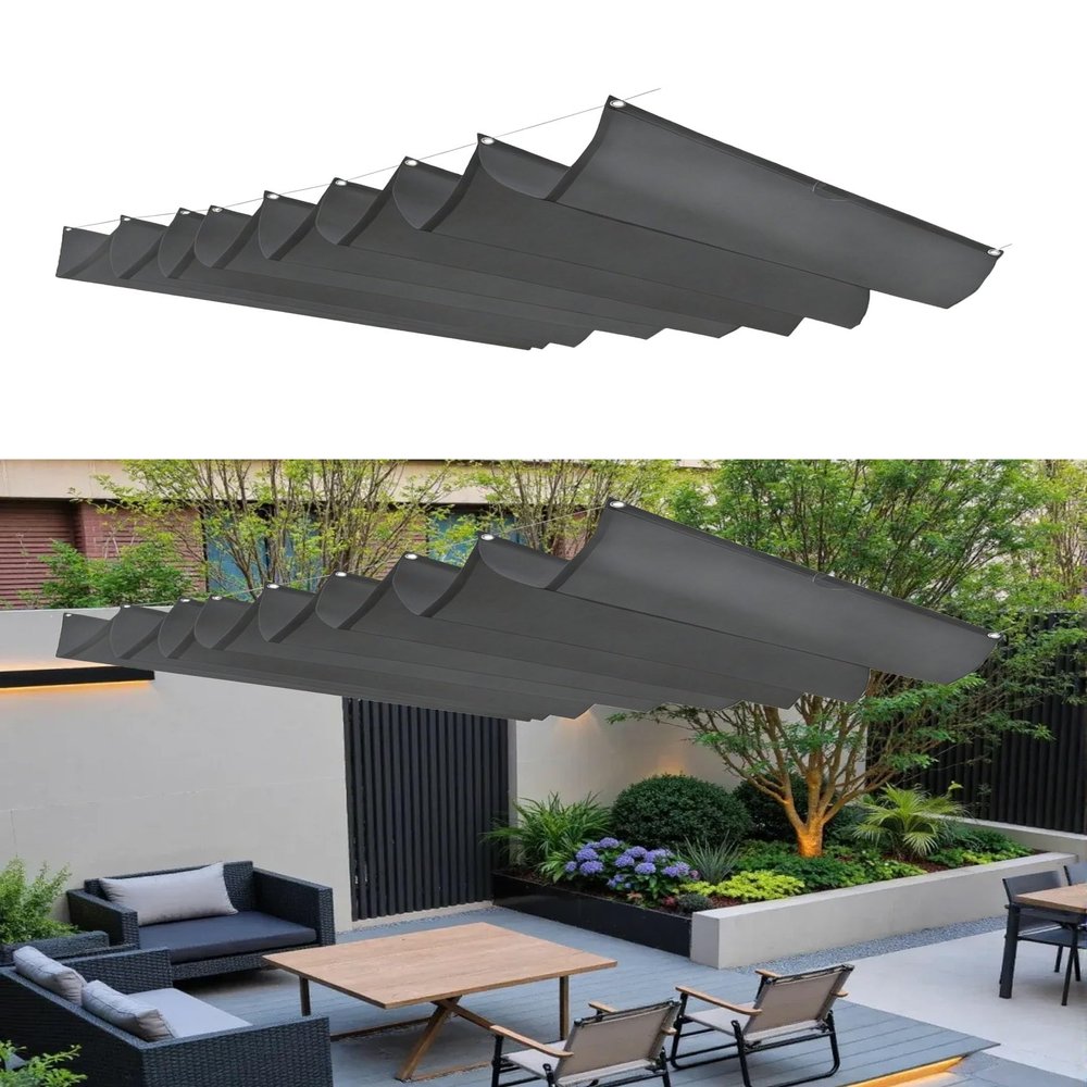 Retractable Sun Shade Sail 110 x 200 cm, UV Protection, Waterproof, Dark Gray