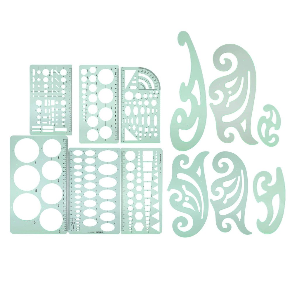 Dilwe 12-Piece Geometric Drawing Stencil Set
