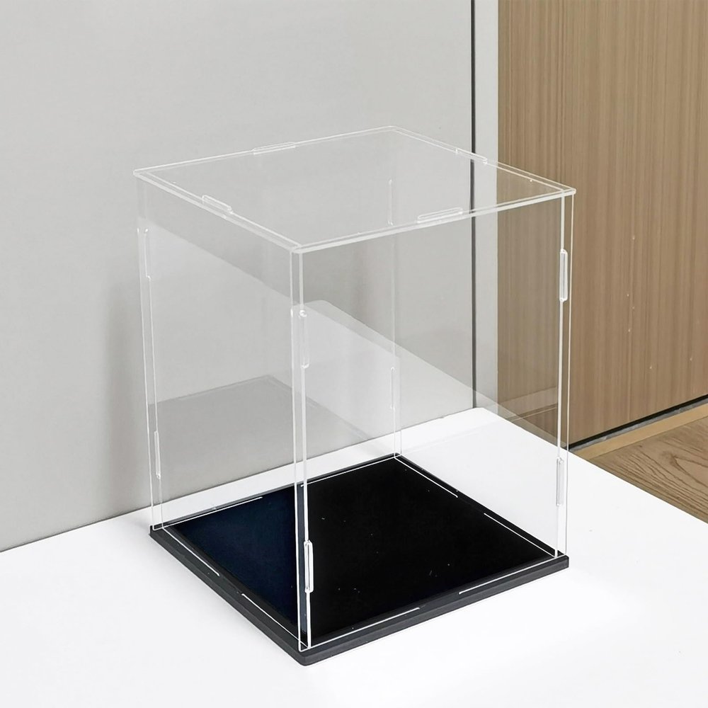 Hoiweqr Tall Acrylic Display Case, Dustproof, Black Base, H60 cm, 20 × 10 cm