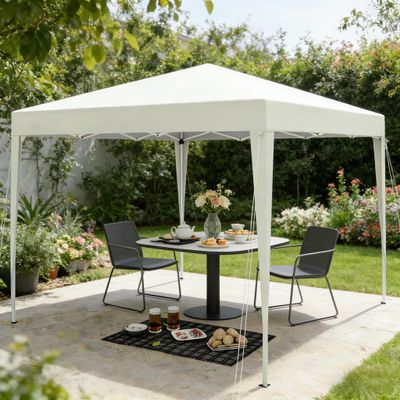 3 x 3 m Waterproof Pop-Up Canopy with UV Protection, Light Yellow, Adjustable Height
