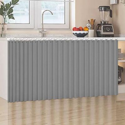 YSZBD Folding Sliding Cabinet Curtain, No-Drill Privacy Curtain, Gray, W70 x H140 cm