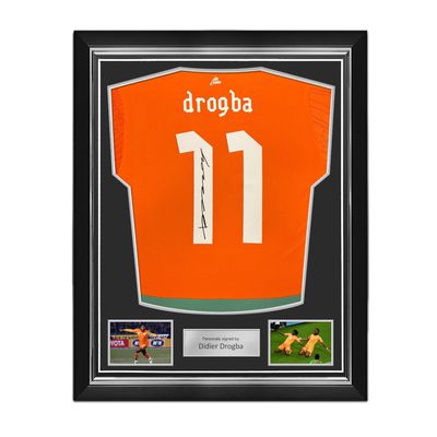 Exclusive Memorabilia Côte d’Ivoire 2024/25 Jersey Signed by Didier Drogba, Framed