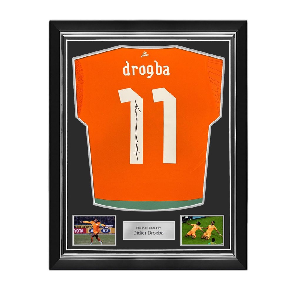 Exclusive Memorabilia Côte d’Ivoire 2024/25 Jersey Signed by Didier Drogba, Framed