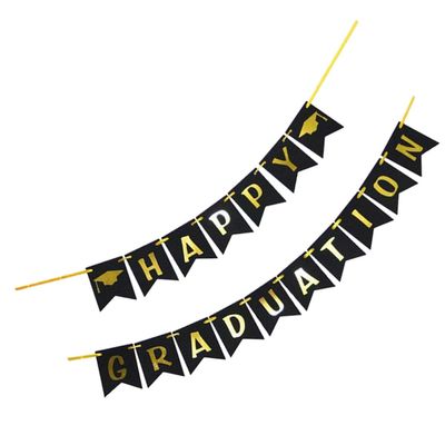 TOKIDNY Graduation Banner in Black with Letter Pennant