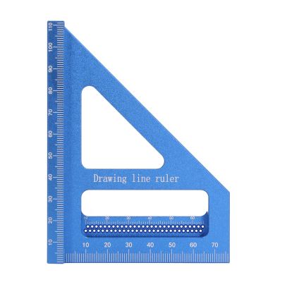 Bewinner 3D Multi-Angle Measuring Ruler, 45°/90° Aluminum Alloy Square for Woodworking, Blue