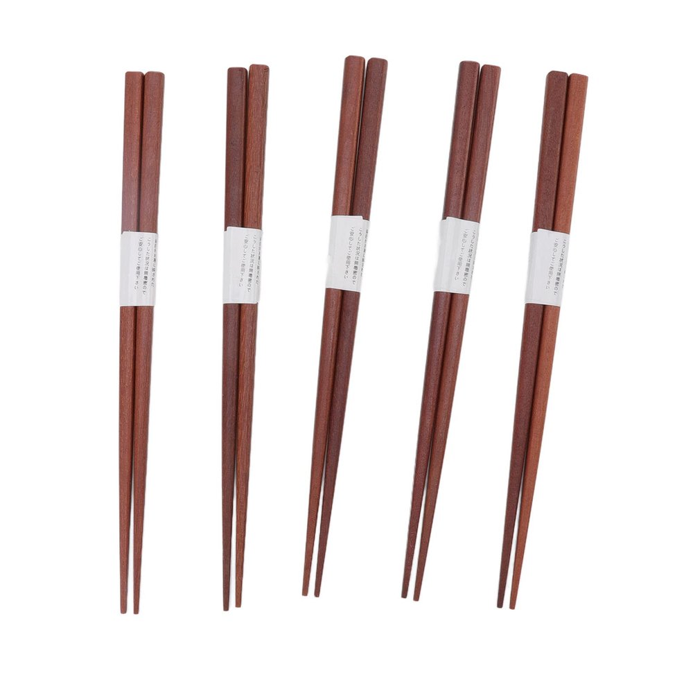 Rengue 5 Pairs Red Sandalwood Chopsticks, Non-Slip and Reusable
