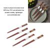 Rengue 5 Pairs Red Sandalwood Chopsticks, Non-Slip and Reusable view 2