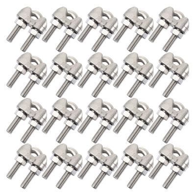 EXAOMBLE Stainless Steel Wire Rope Clamps, 20-Piece Set