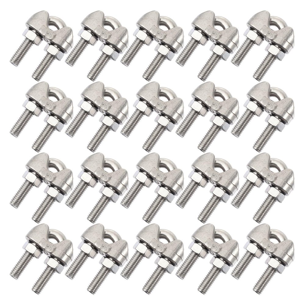 EXAOMBLE Stainless Steel Wire Rope Clamps, 20-Piece Set