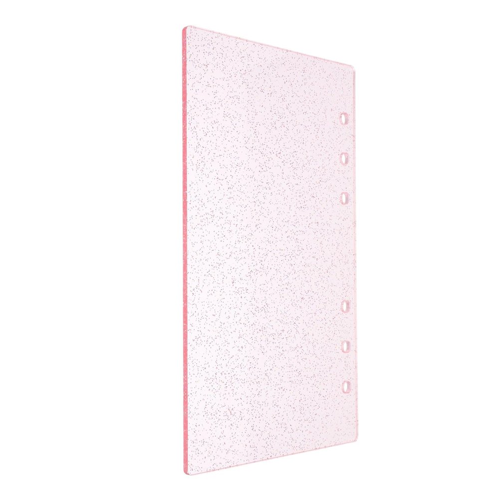 GALPADA A6 Pink Semi-Transparent Acrylic 6-Hole Binder Cover