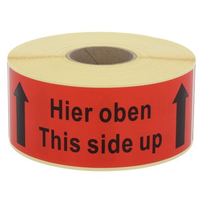 Labelident Warning Labels 150 x 50 mm – “This Side Up” Package Stickers, 1,500 Roll Labels