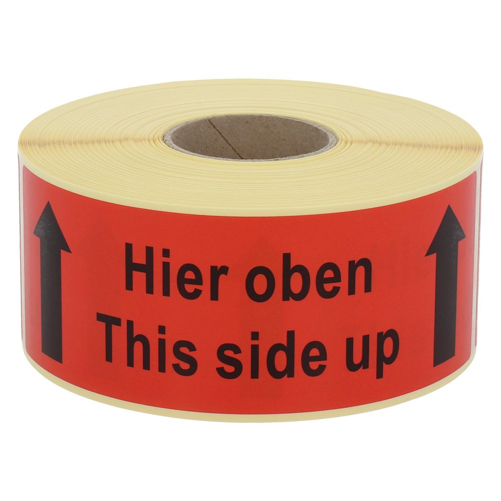 Labelident Warning Labels 150 x 50 mm – “This Side Up” Package Stickers, 1,500 Roll Labels