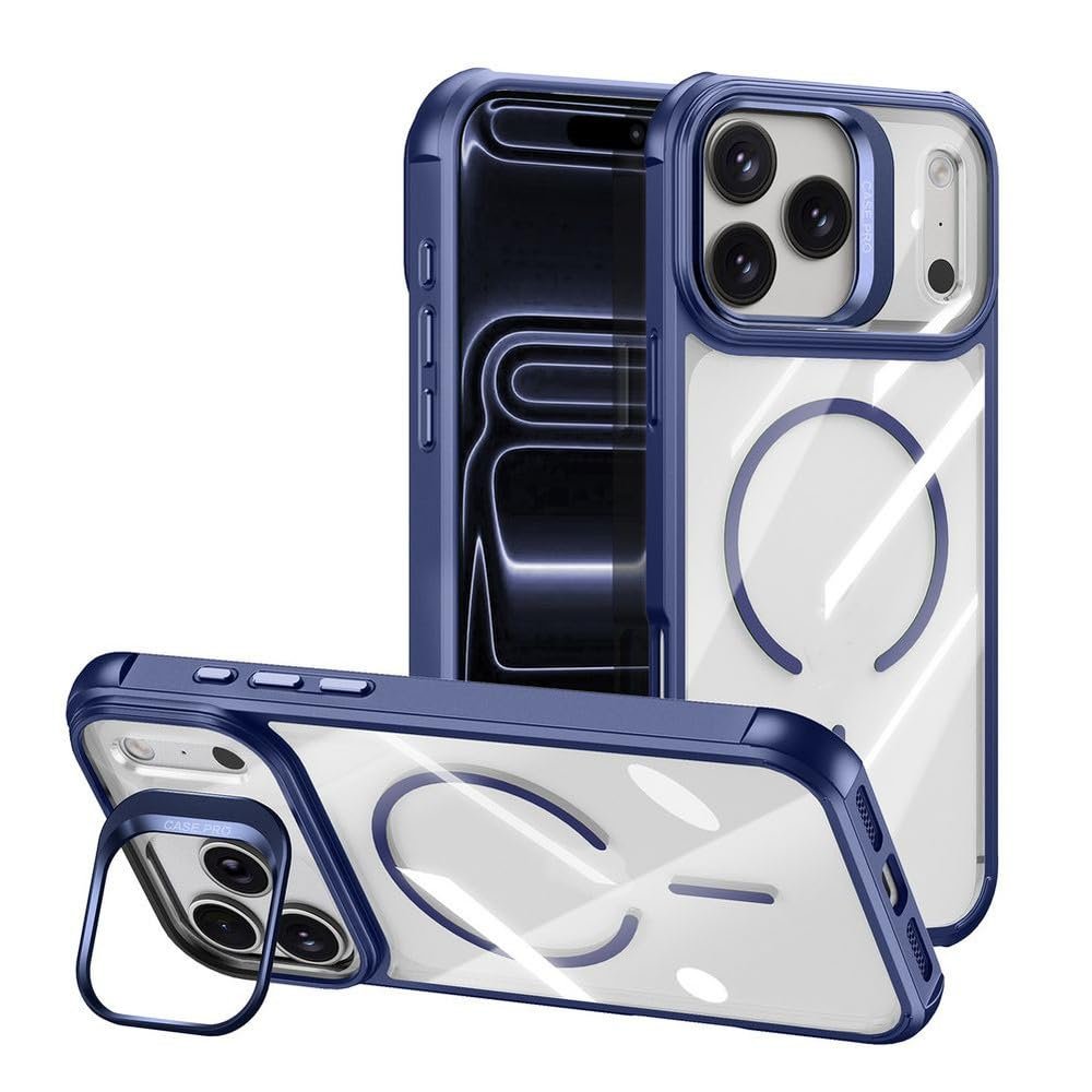 FYYFTYT Case for iPhone 17 Pro Max with Magnetic Ring and Camera Stand, Blue