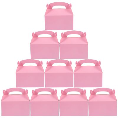 HOMOCONO Pink Gable Boxes, 10-Pack, Paper Cake Packaging