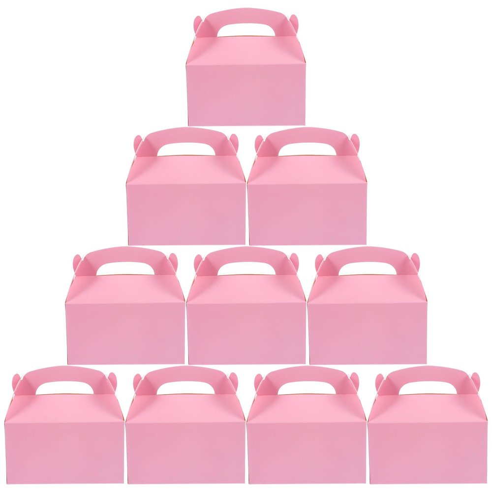 HOMOCONO Pink Gable Boxes, 10-Pack, Paper Cake Packaging