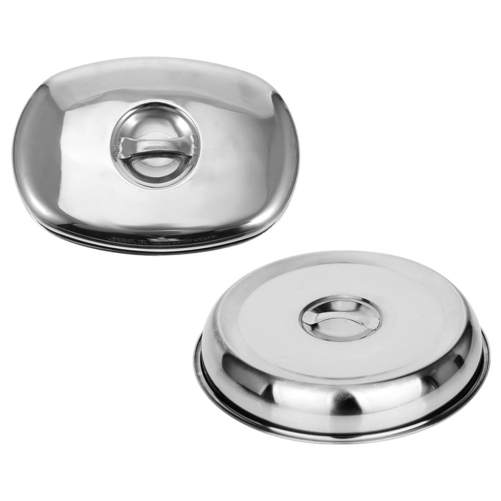ABOOFAN Stainless Steel Food Covers, 2 pcs, with Splash Guard, Raised Covers for Plates and Bowls