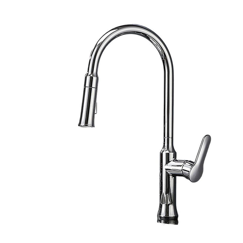 ZXLIHS Polished Copper Water-Saving Filter, Swivel Chrome Pull-Out Kitchen Faucet