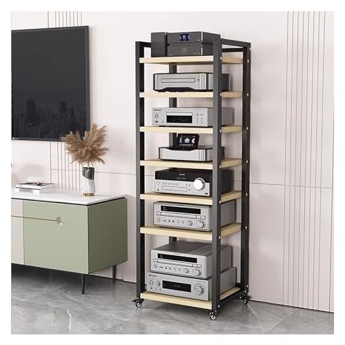 Height-Adjustable High-Fidelity Audio Rack with Casters