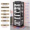 Height-Adjustable High-Fidelity Audio Rack with Casters view 2