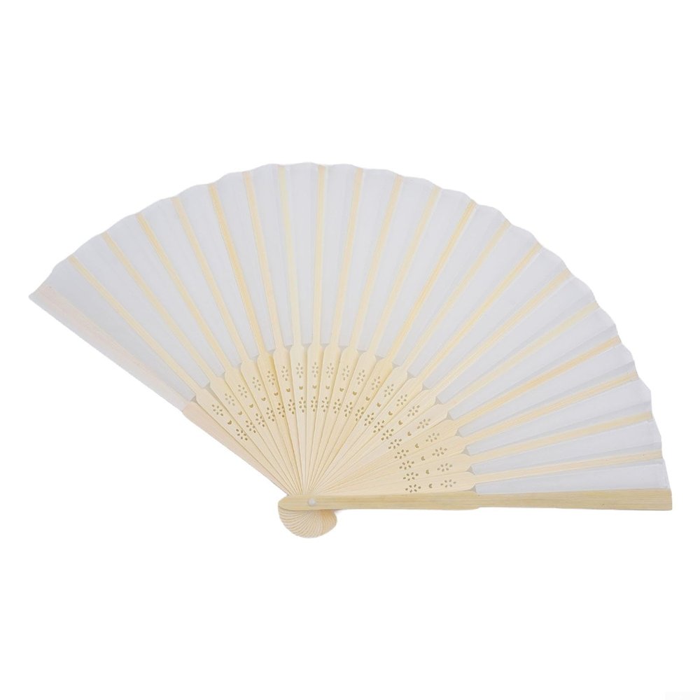 Compact Hand Fan with Silk Fabric and Wood Ribs