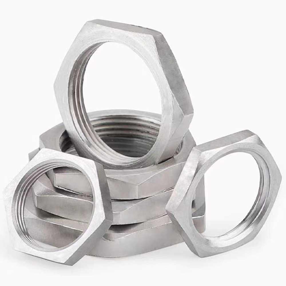 VWWJCCRO 10-Pack Female-Threaded Hex Lock Nuts, 304 Stainless Steel, M22 x 1.5, Silver