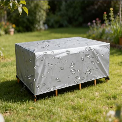 DSRDRFG Garden Table Cover 140 x 65 x 35 cm (L x W x H), Waterproof Silver Furniture Cover