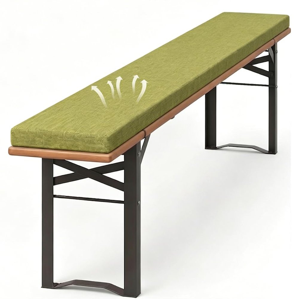 Beer Bench Cushion with Cover, 170 x 23 x 4 cm, Grass Green