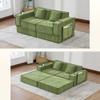 staronce 2-Seater Sleeper Sofa with Footstool, Modular Chenille Set, Green view 1