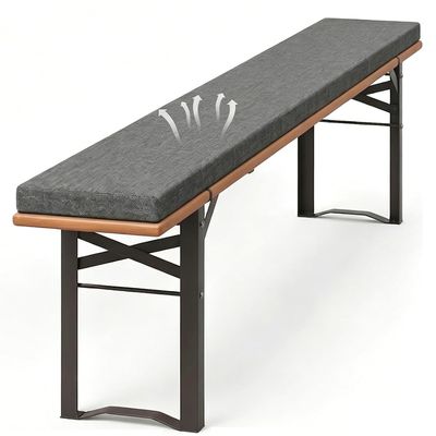 Beer Bench Cushion with Cover, 4 cm Thick, Anti-Slip, Gray, 220x25 / 180x30 / 170 cm, 140x23x4 cm
