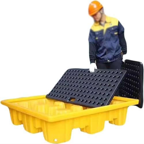Stackable Spill Containment Tray with Drain for Half Drum (72 x 72 x 16 cm)