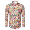 Men's 70s Hippie Shirt, Colorful Long-Sleeve Disco Costume Top view 1