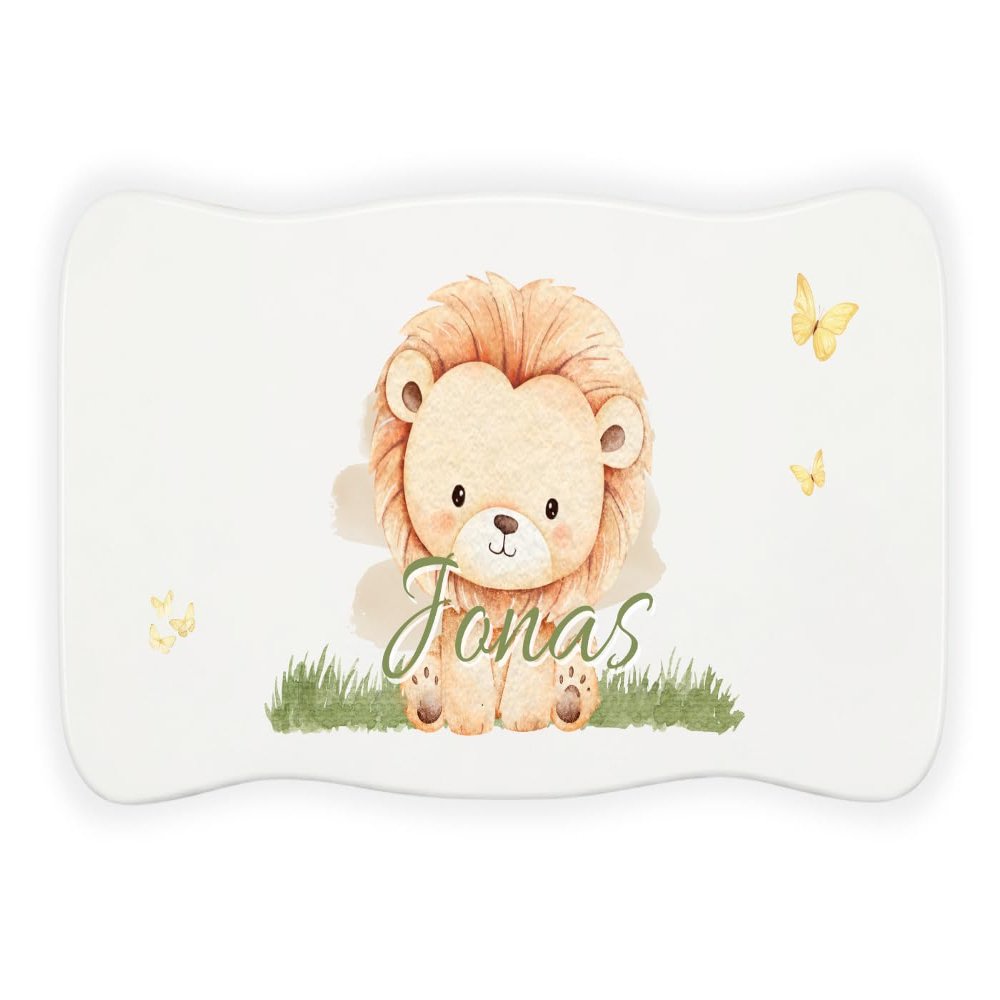 Pinus Personalized Wooden Children's Stool, 38 × 18 × 21 cm, White