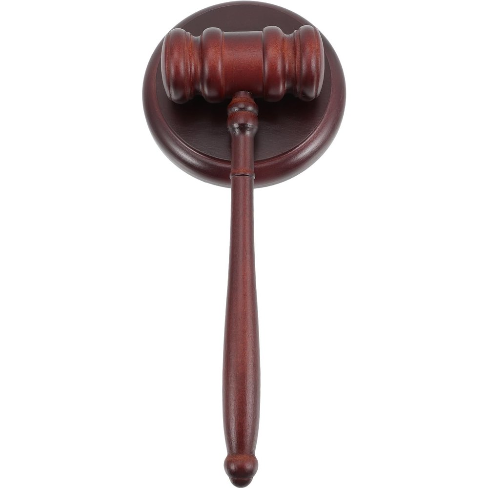 RUNROTOO 1-Piece Wooden Gavel with Base, Clear Sound, Smooth Surface