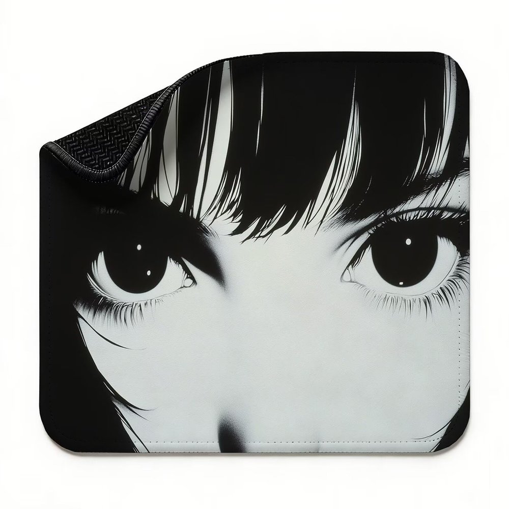 Small Black Mouse Pad 200 x 150 x 3 mm, Girl (2), Desk Mat, Non-Slip Rubber Base, Wear-Resistant Stitching, Mini Waterproof Mouse Pad for Home, Office, or Gifting, t0s-728